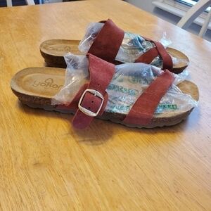 Yokono Rust Suede Slip On Sandals sz 9